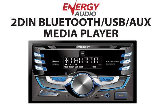 Energy Audio MVH-400BT Bluetooth/USB/AUX Double Din Multimedia Player