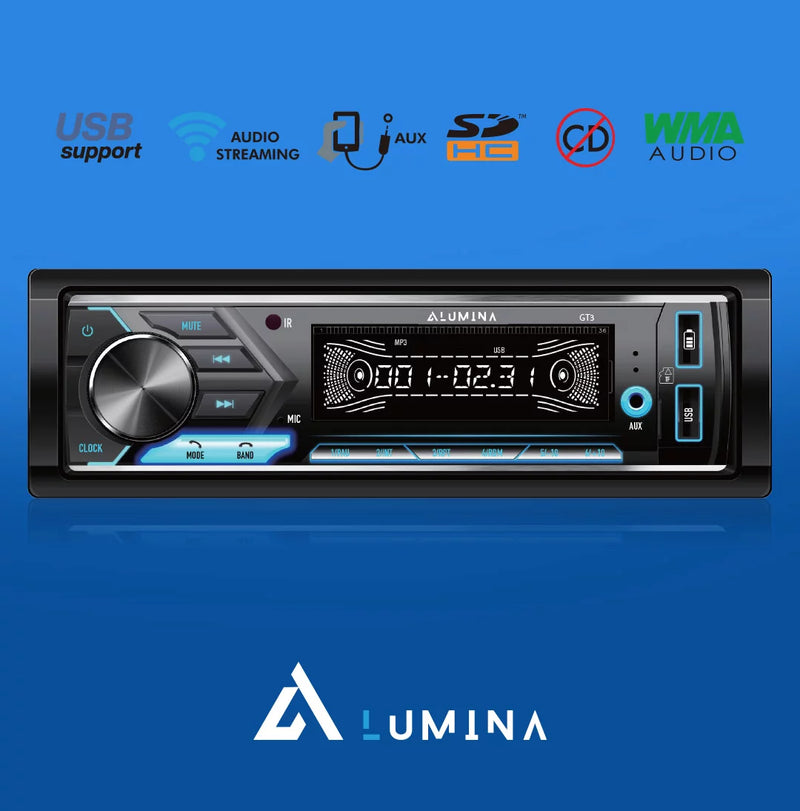 Lumina GT3 USB, Aux Input, Bluetooth Single Din Radio