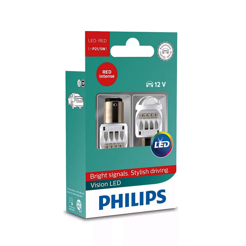 Philips Vision Red P21W LED Bulbs (pair)