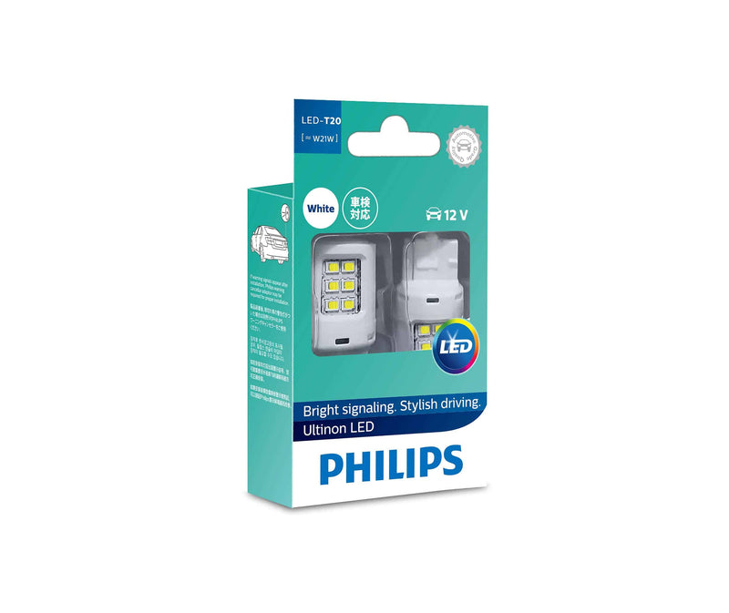 PHILIPS LED WHITE W21W Ultinon 6000K Signal Light Bulbs