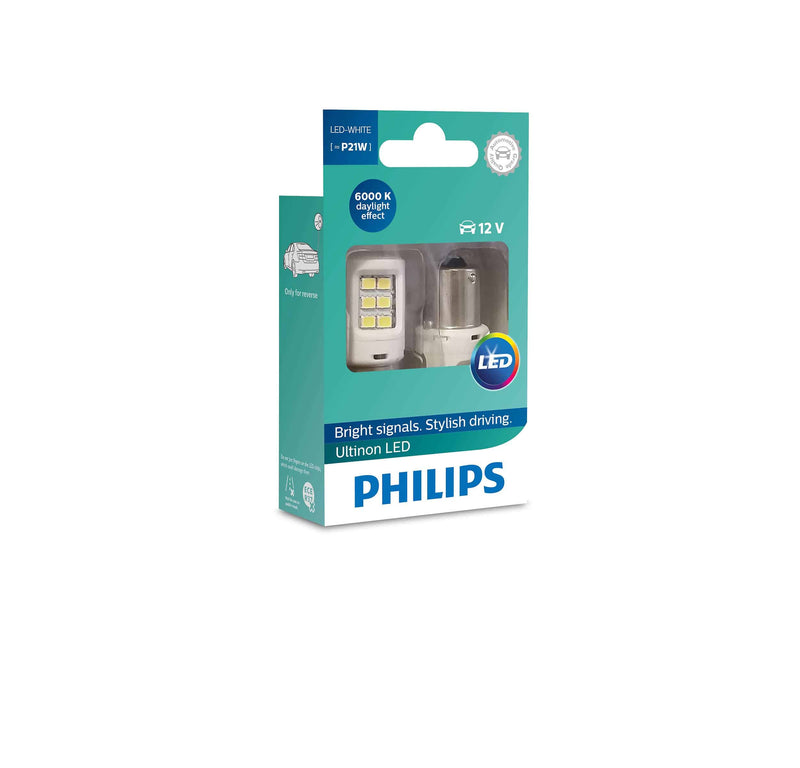 PHILIPS LED P21W WHITE Ultinon 6000K Park Light Bulbs