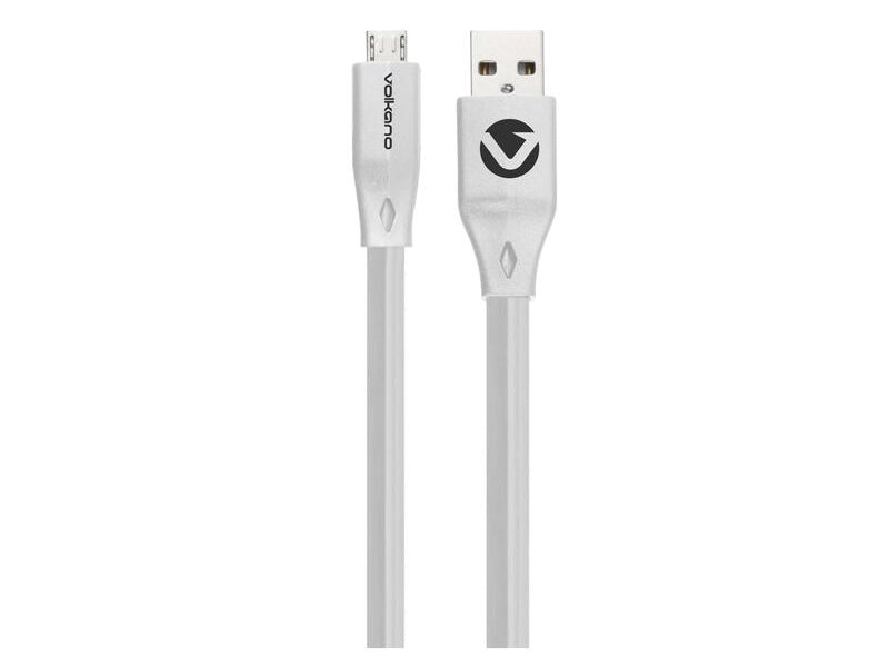 Volkano Slim Flat Micro USB Cable 1.2m White (Excludes Free Shipping)